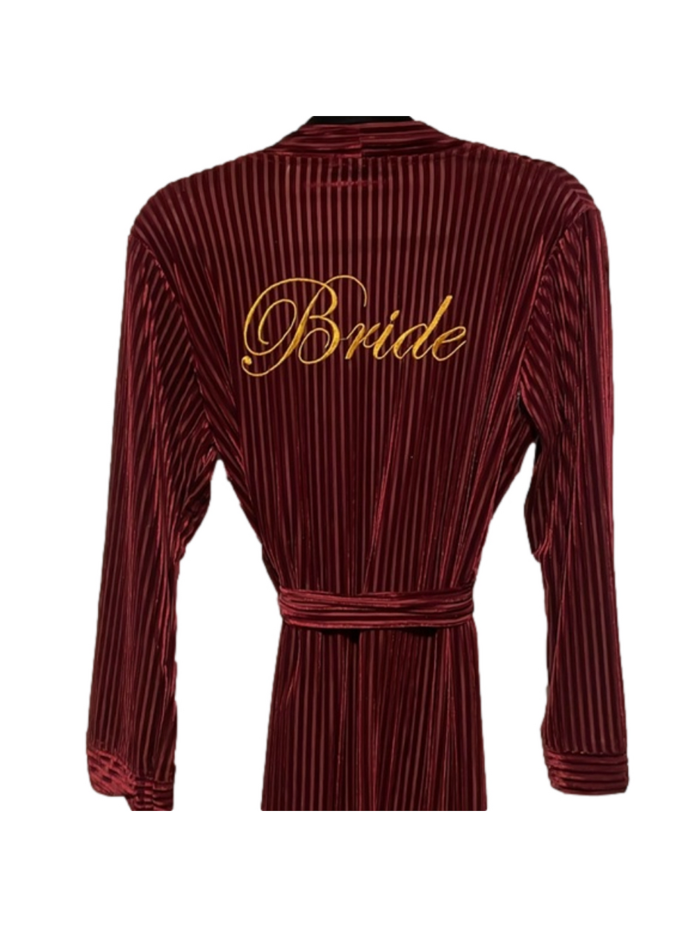 Boutique Velvet Robe Burgundy Embroidered Women Medium Bride Bachelorette Gift - Picture 5 of 8